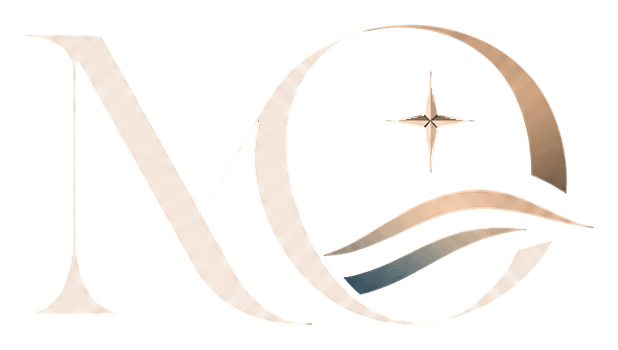 Logo MyOcéane Voyages : monogramme doré avec une étoile et des vagues